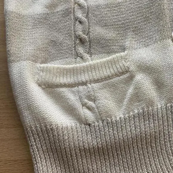 Vintage linen cotton chunky cable knit neutral coastal preppy bougie cardigan - Picture 3 of 6